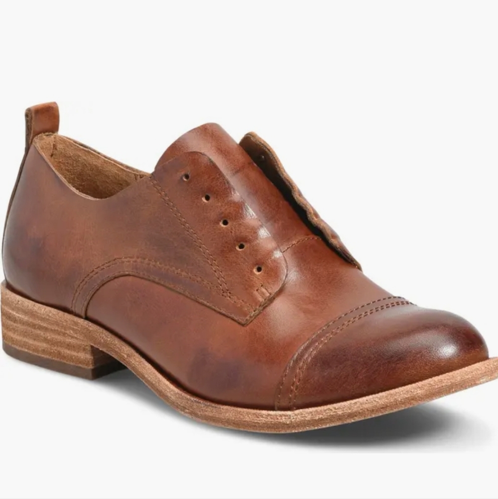Kork-Ease Women's Brown Leather Slip-On Oxford Loafers